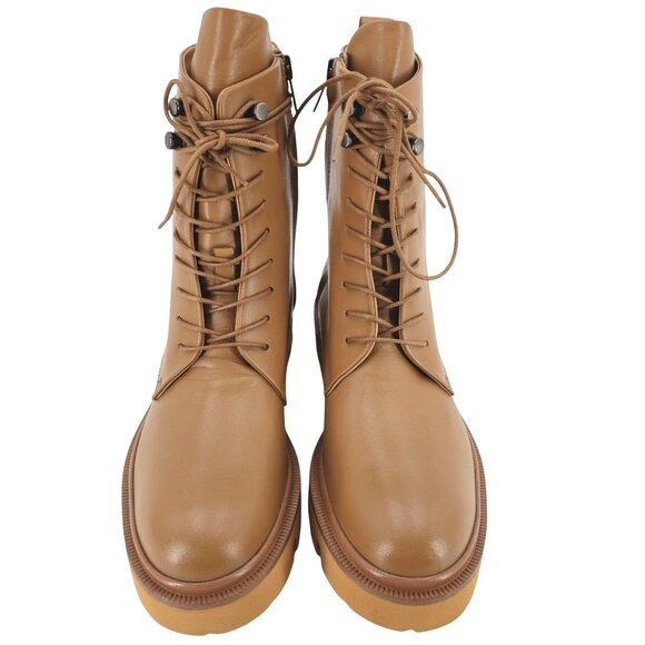 NEW Koio Italy Women 11 Fawn Beige Leather Cortina Combat Boots Handmade Shoes - Picture 10 of 16